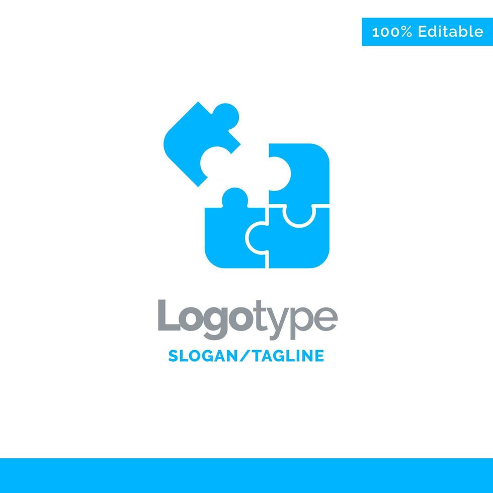 jeu d'entreprise logique puzzle carré bleu solide logo modèle place pour slogan vecteur