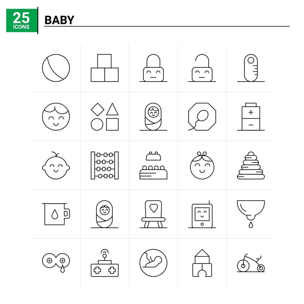 25 bébé icon set vector background