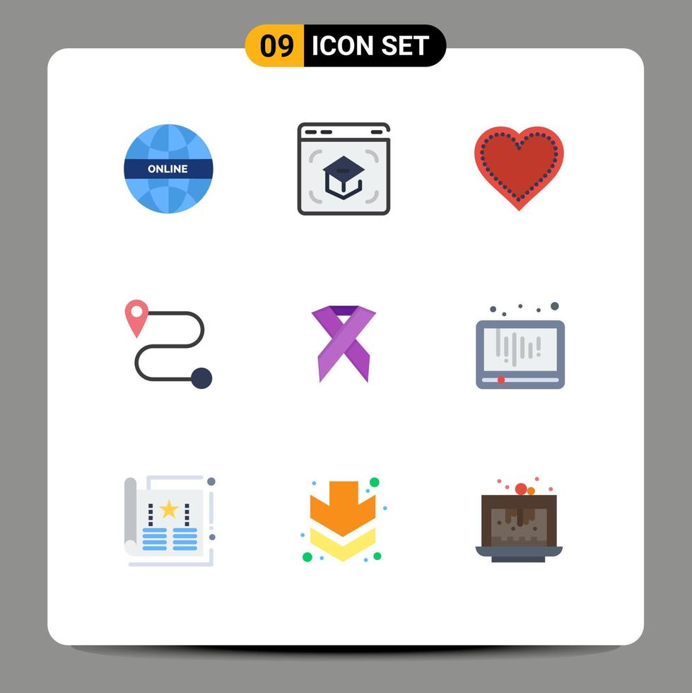 9 icônes créatives signes et symboles modernes de santé ruban route scolaire éléments de conception vectoriels modifiables préférés vecteur