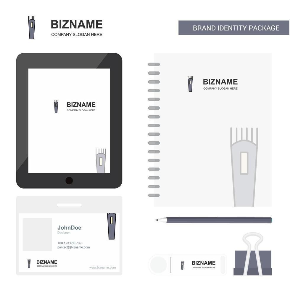 trimmer entreprise logo onglet application journal pvc carte d'employé et modèle de vecteur de conception de paquet stationnaire de marque usb