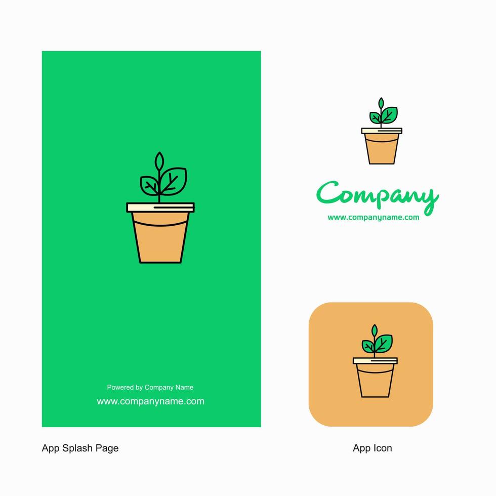icône de l'application logo de la société de pot de fleurs et conception de la page de démarrage éléments de conception de l'application commerciale créative vecteur