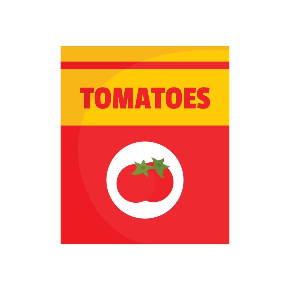 icône de boîte de tomates, style plat vecteur