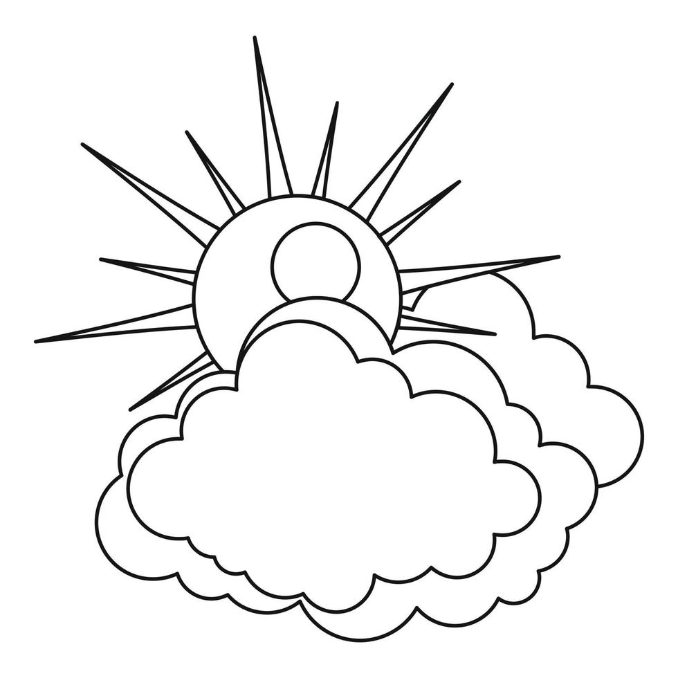 icône soleil et nuage, style de contour. vecteur