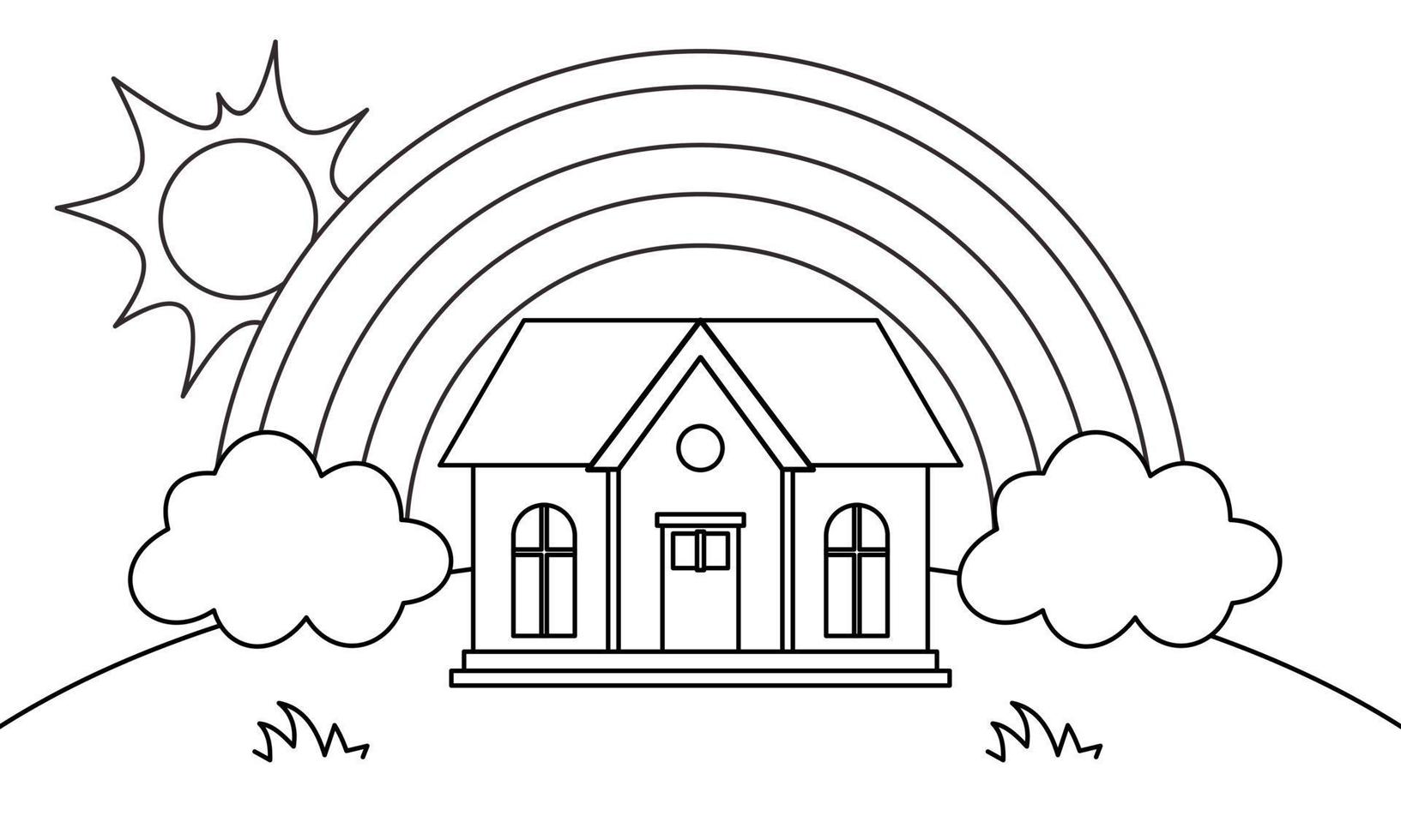 arc-en-ciel mignon coloriage page livre de coloriage. illustration de bande dessinée. vecteur