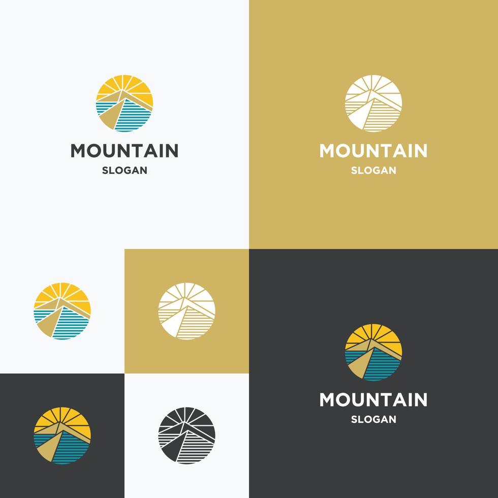 modèle de conception plate d'icône de logo de montagne vecteur