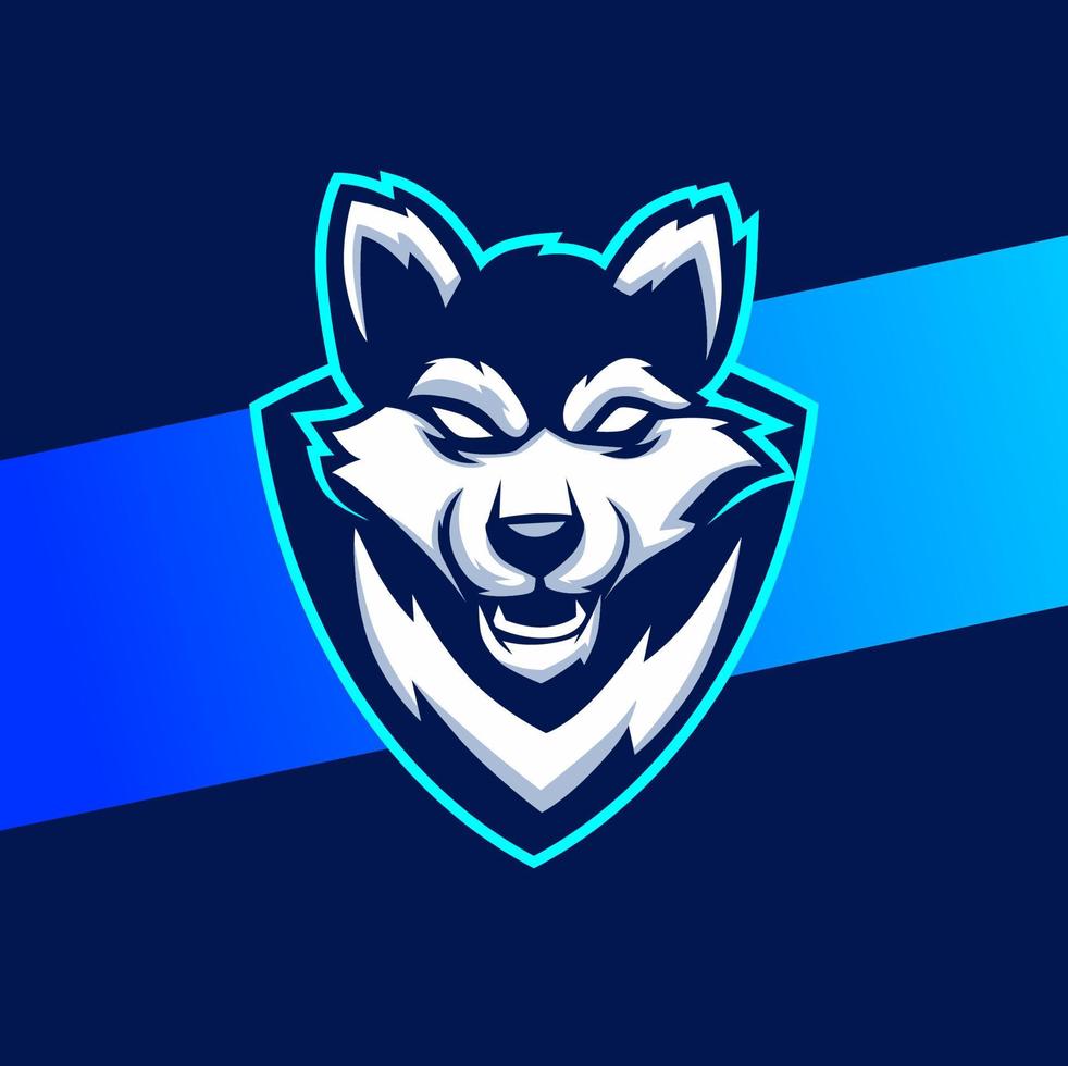 conception de logo esport mascotte tête de loup, personnage de loup pour le logo de sport et de jeu vecteur