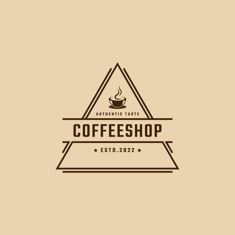 café rétro vintage emblème logotype avec grain de café silhouette logo design style linéaire vecteur