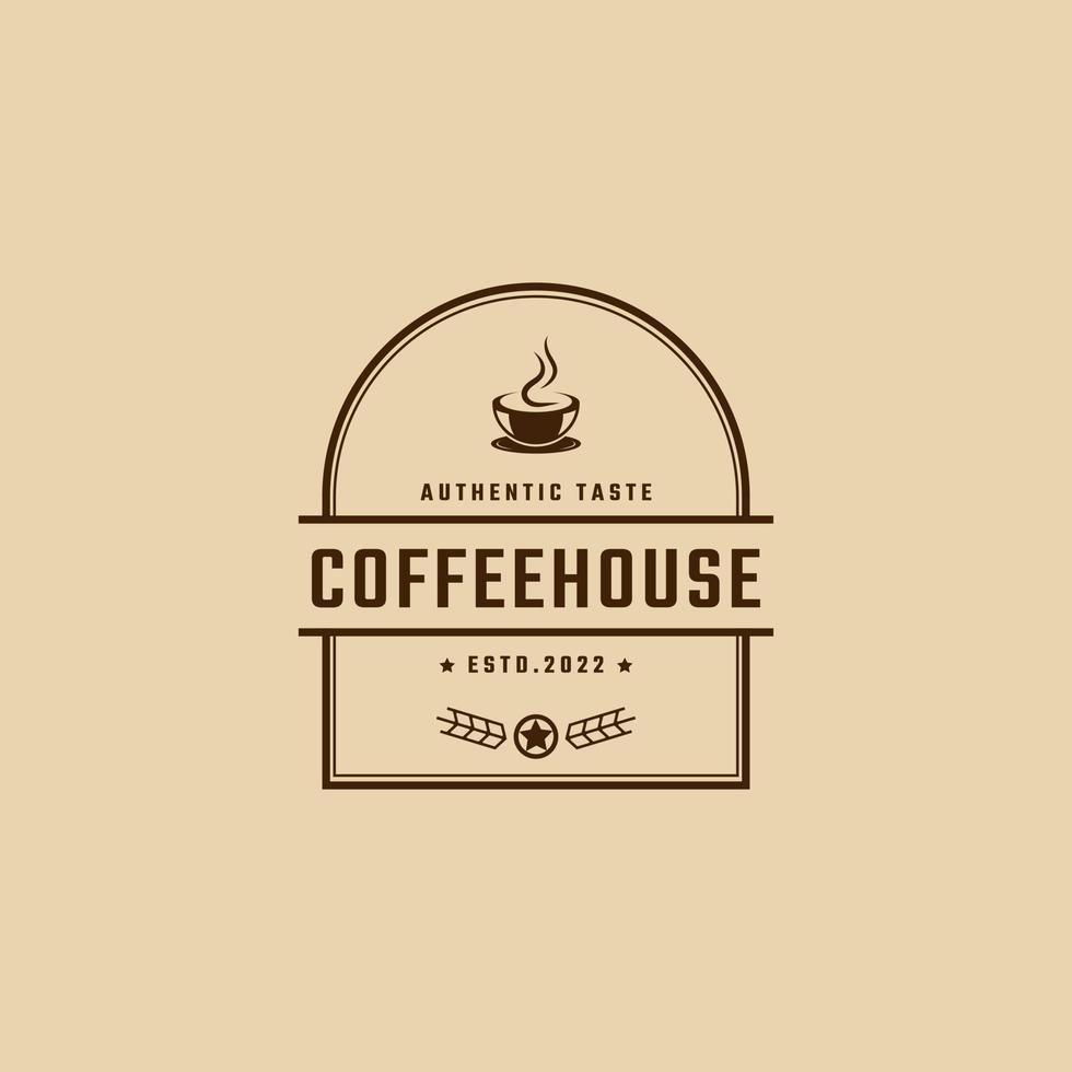 café rétro vintage emblème logotype avec grain de café silhouette logo design style linéaire vecteur