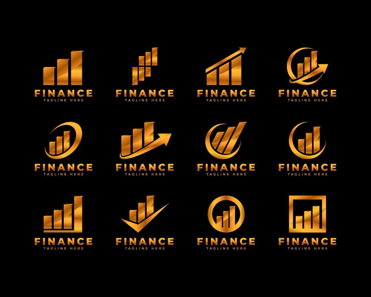 ensemble de finance de luxe et logo d'entreprise. logo de commerce et de distribution. modèle de conception de logo de conseillers comptables et financiers vecteur