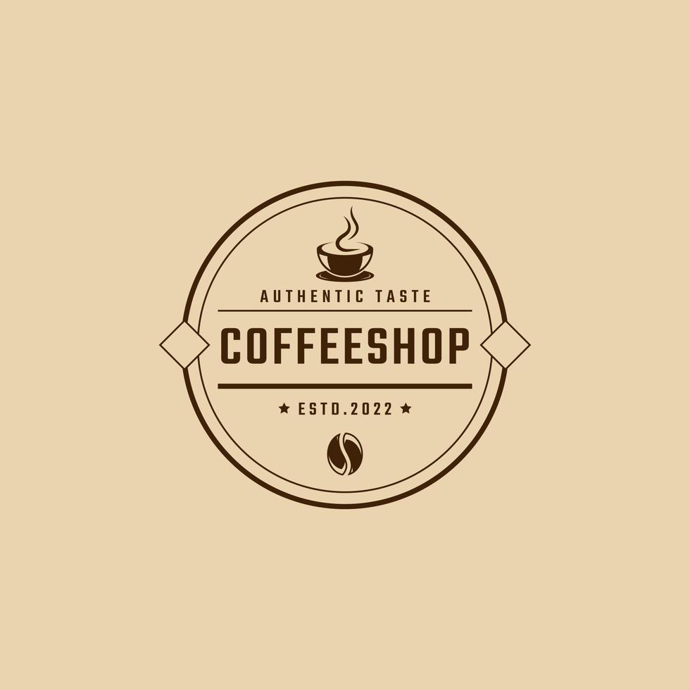 café rétro vintage emblème logotype avec grain de café silhouette logo design style linéaire vecteur