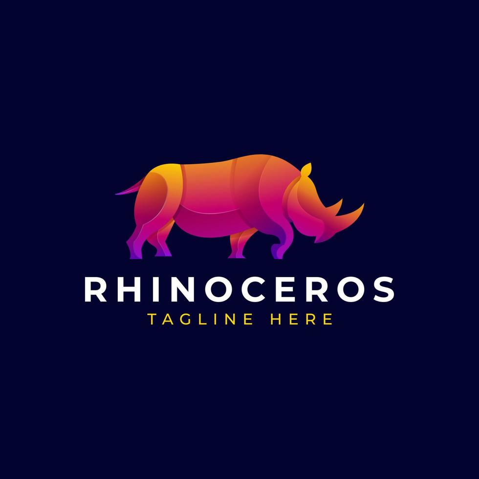 rhinocéros logo gradient style coloré vecteur premium