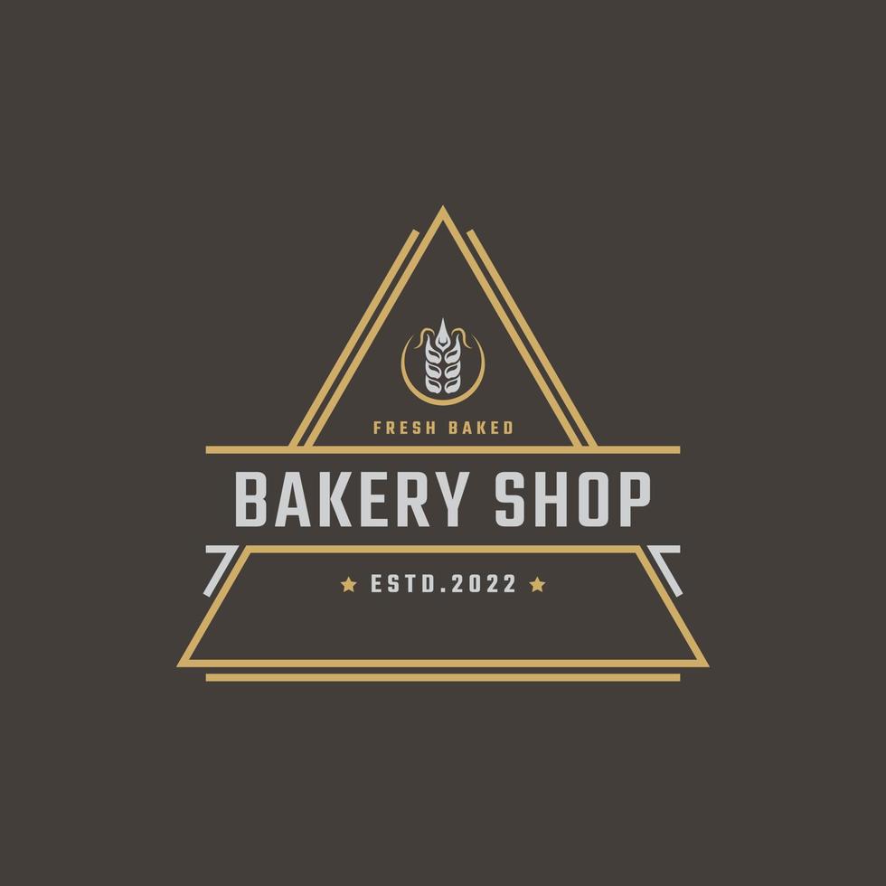 badge rétro vintage emblème logotype boulangerie oreille silhouette de blé pour boulangerie logo design style linéaire vecteur