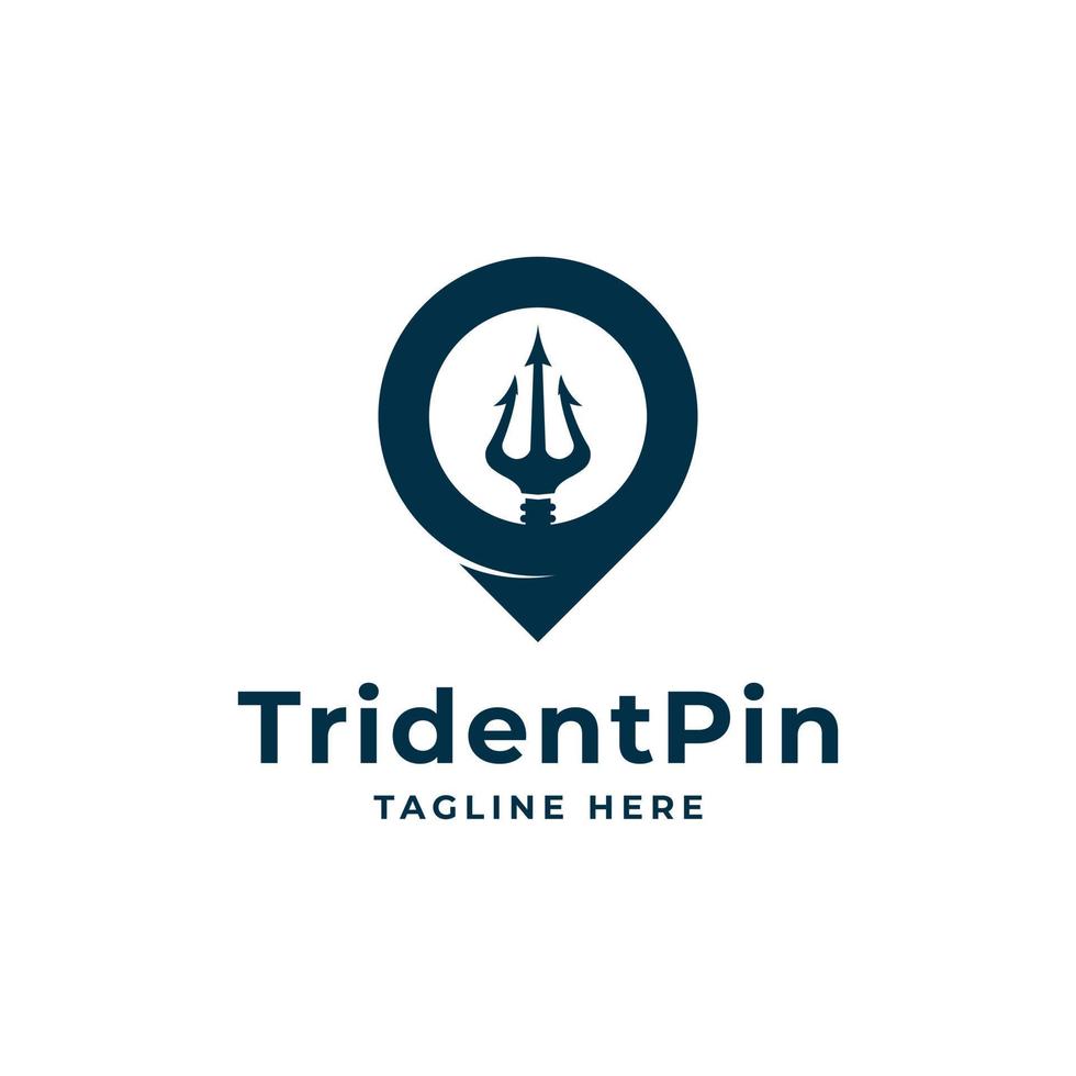 symbole du point trident. trident neptune dieu poséidon triton et emplacement de la broche combinaison de logo vecteur