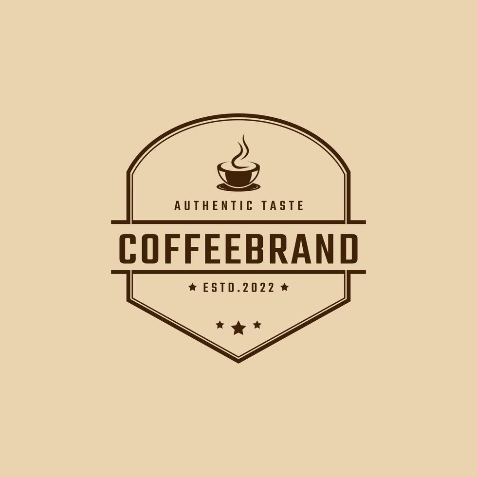 café rétro vintage emblème logotype avec grain de café silhouette logo design style linéaire vecteur