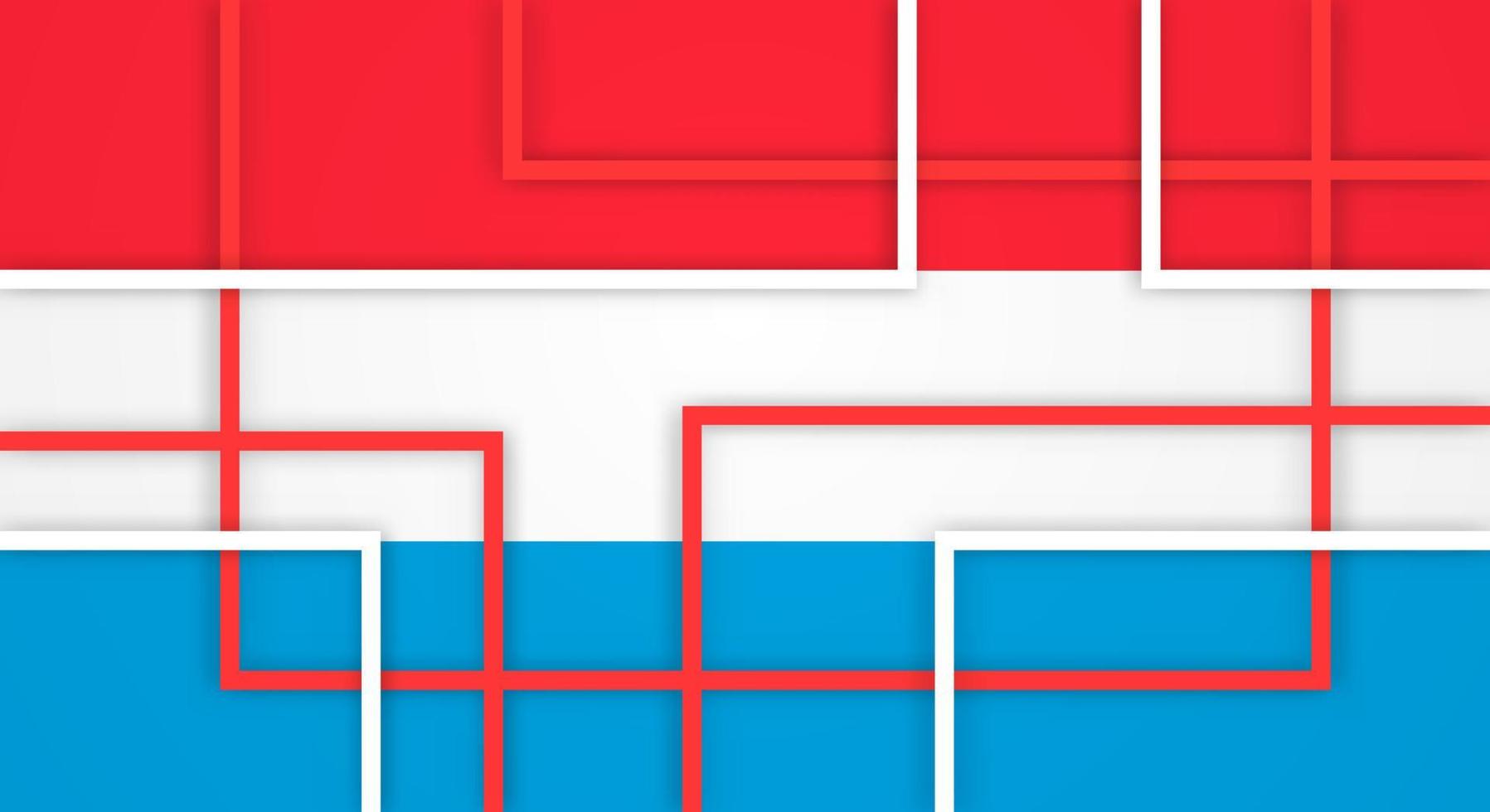 lignes géométriques abstraites rayures carrées papercut fond avec drapeau du luxembourg vecteur