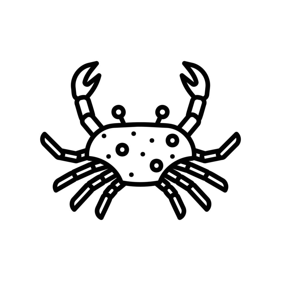 icône de crabe pour les fruits de mer ou les animaux de l'océan dans le style de contour noir vecteur