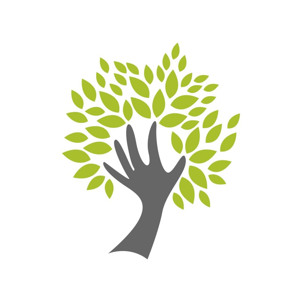 création d'icône logo main arbre vecteur