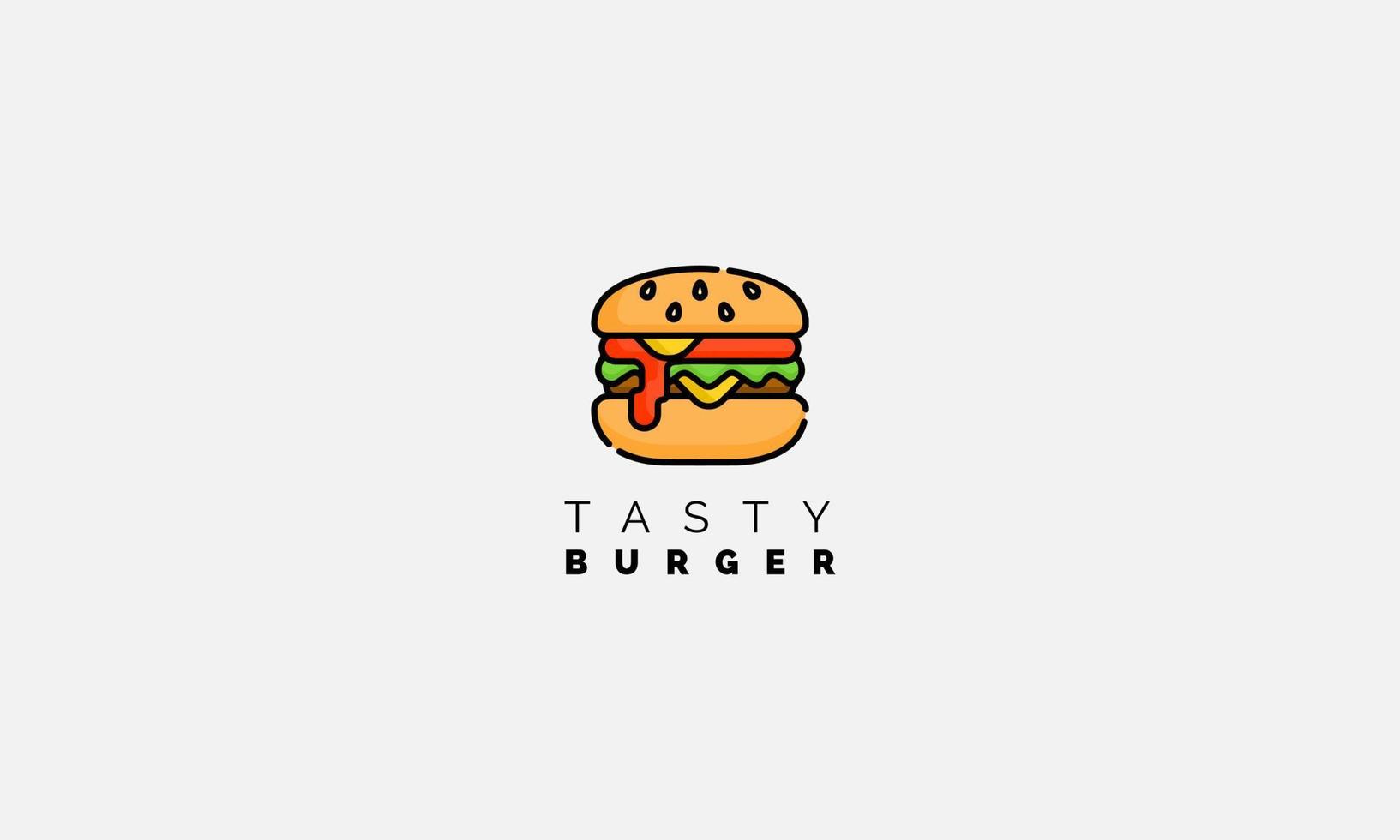 délicieux hamburger. icône plate, logo ou autocollant pour votre conception vecteur