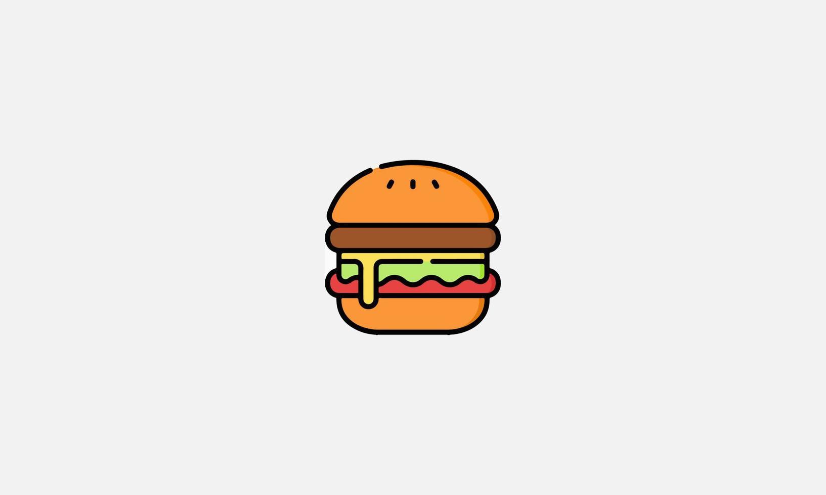 délicieux hamburger. icône plate, logo ou autocollant pour votre conception vecteur