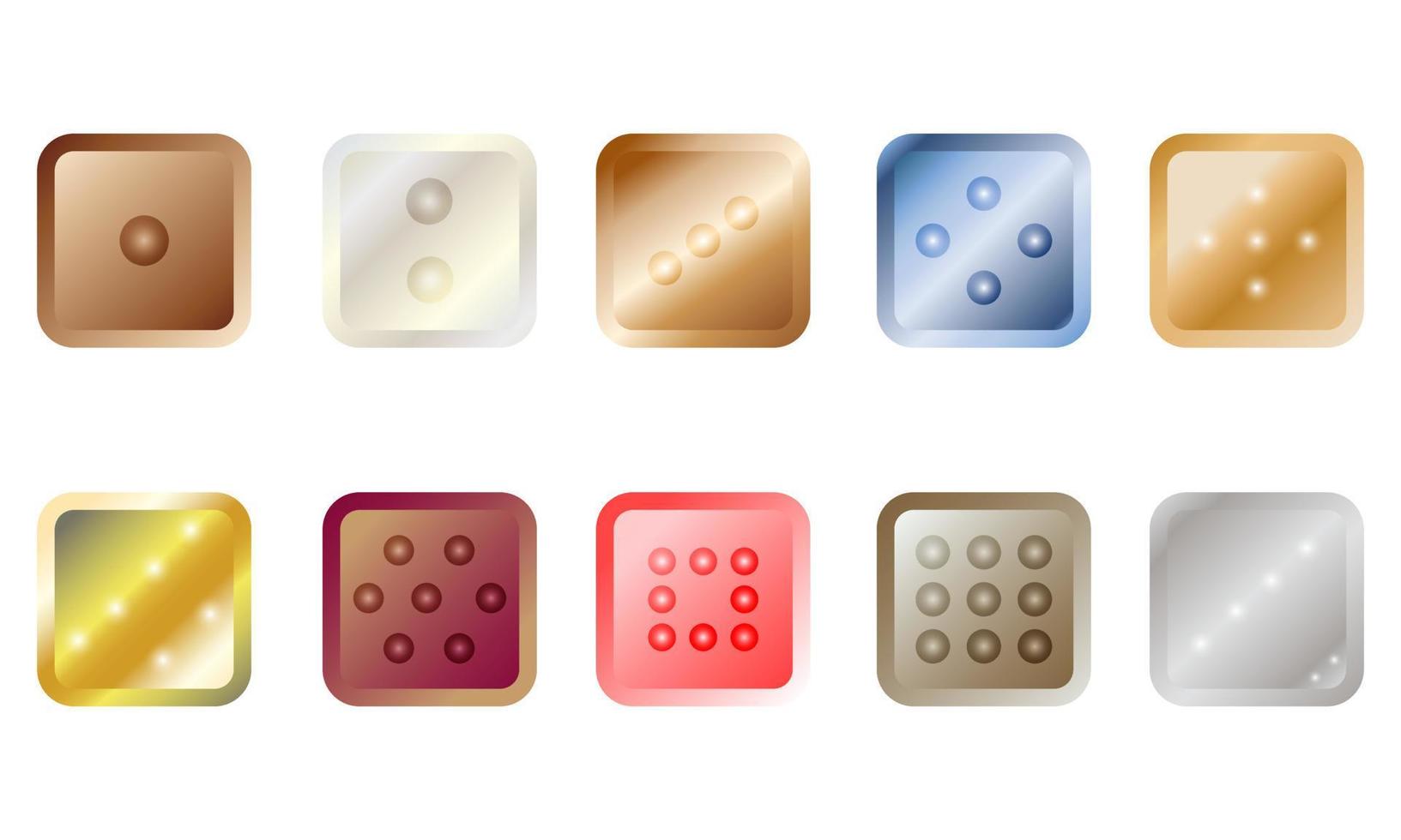 ensemble d'icônes carrées numéro de jouet couleur symbole de divertissement domino abstrait illustration vectorielle vecteur