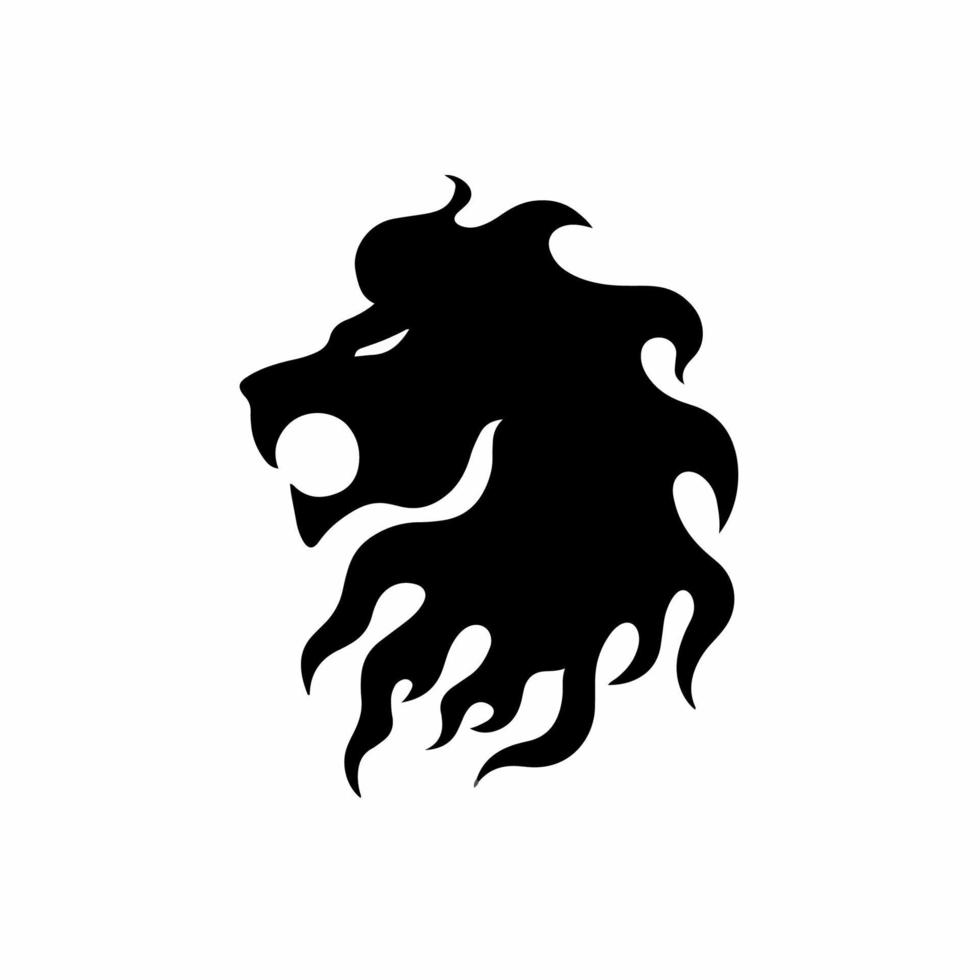 logo tête de lion brûlant tribal. conception de tatouage de décalcomanie. illustration vectorielle de pochoir vecteur