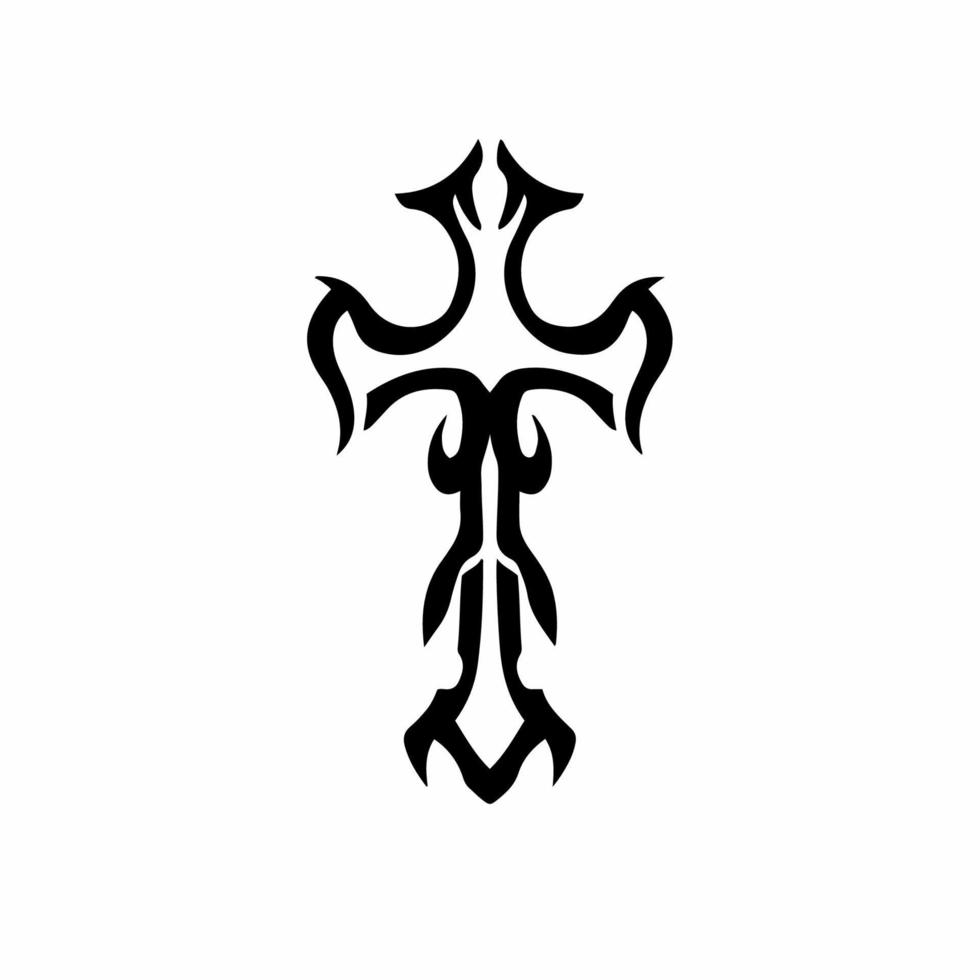 symbole de la croix chrétienne. conception de tatouage tribal. illustration vectorielle de pochoir vecteur