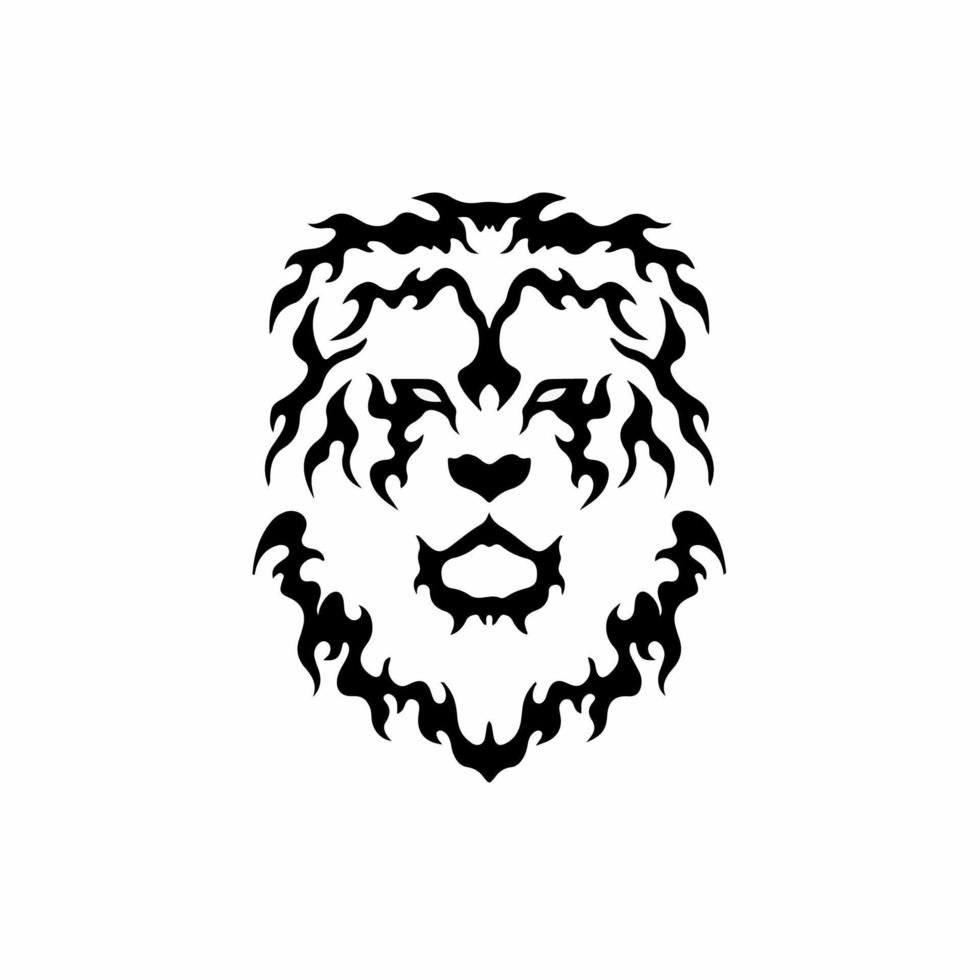 logo tête de lion brûlant tribal. conception de tatouage de décalcomanie. illustration vectorielle de pochoir vecteur