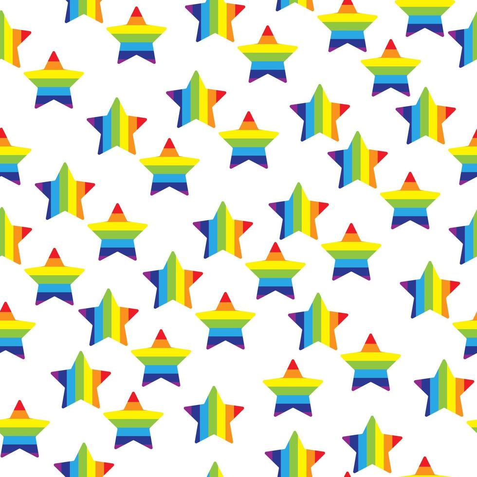 motif arc-en-ciel sans couture d'étoiles rayées lumineuses sur une illustration vectorielle de fond blanc vecteur