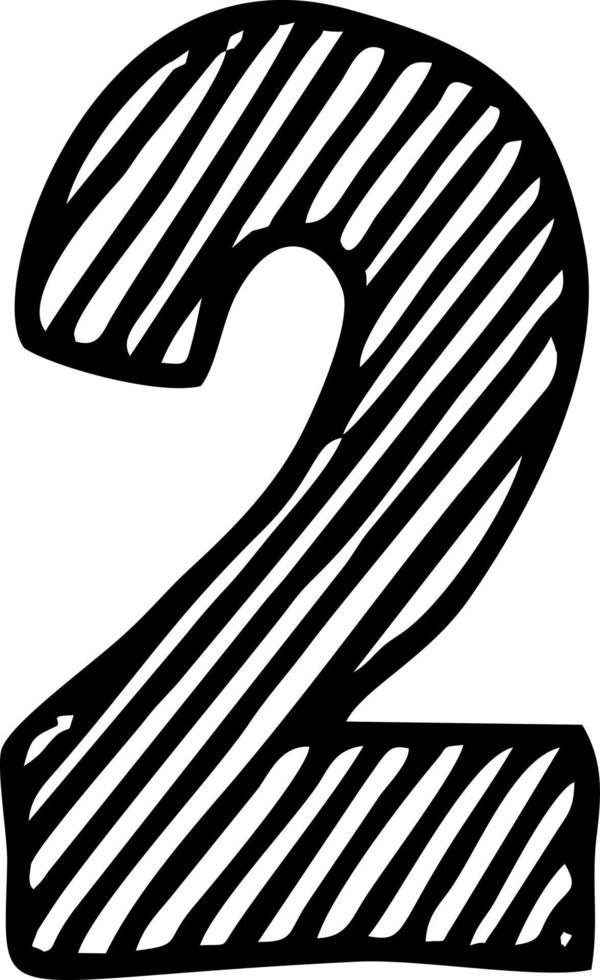 croquis vectoriel de deux lettres numériques. numéro de vecteur dessiné à la main
