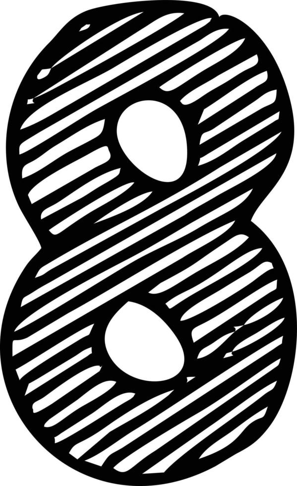 croquis vectoriel de huit lettres numériques. numéro de vecteur dessiné à la main