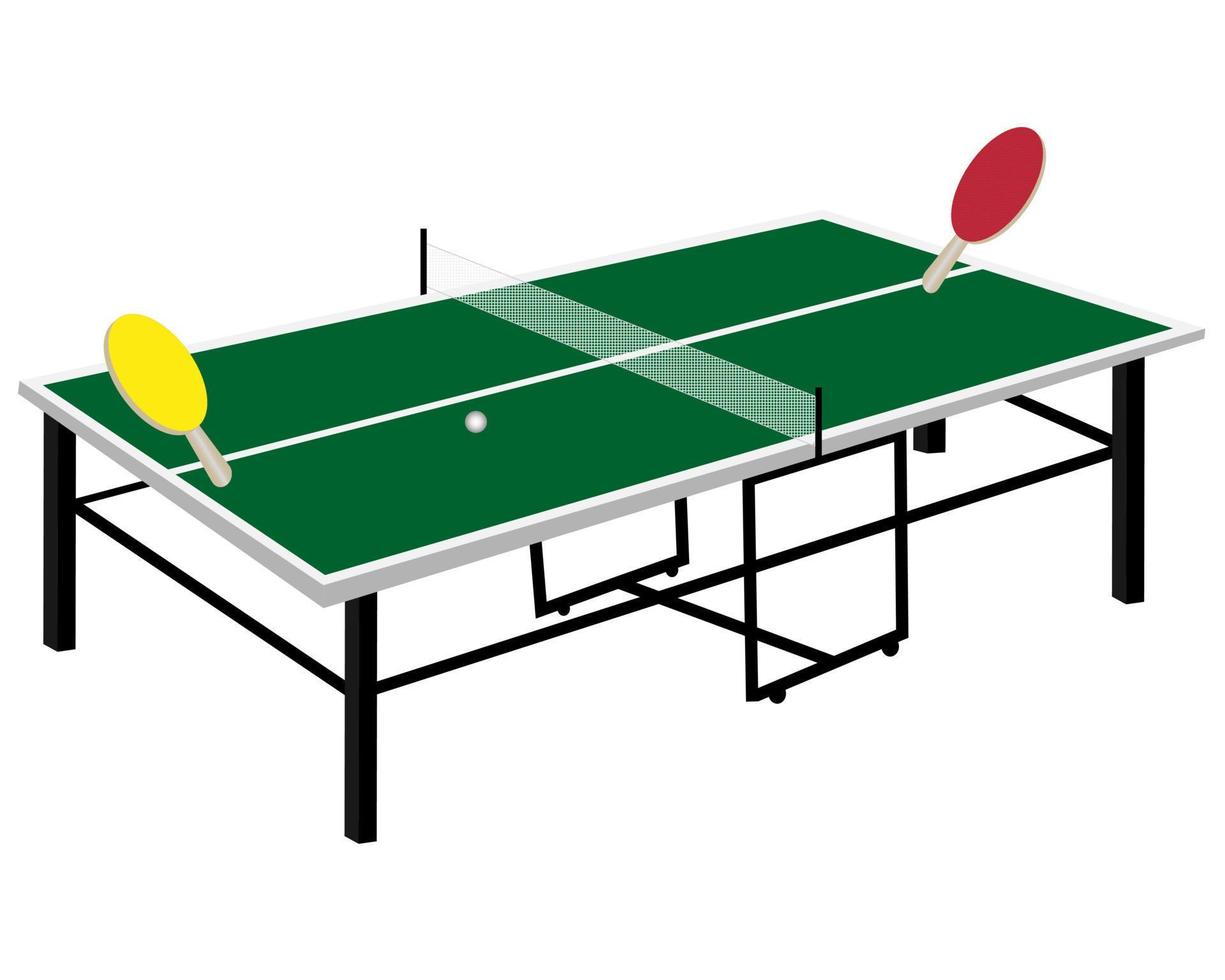 deux raquettes de tennis de table couleurs jaune et rouge et une perle de tennis vecteur