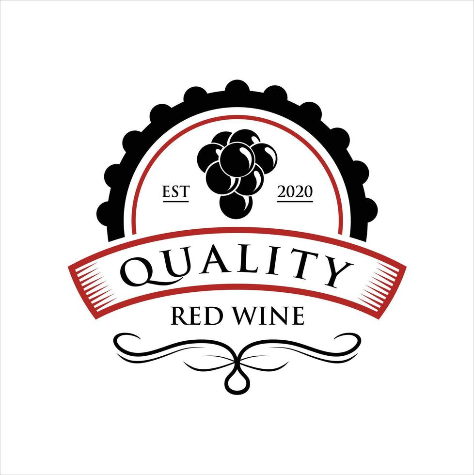modèle de logo de vin élégant, illustration vectorielle isolée sur fond blanc. insignes et étiquettes de vin de style vintage. vecteur