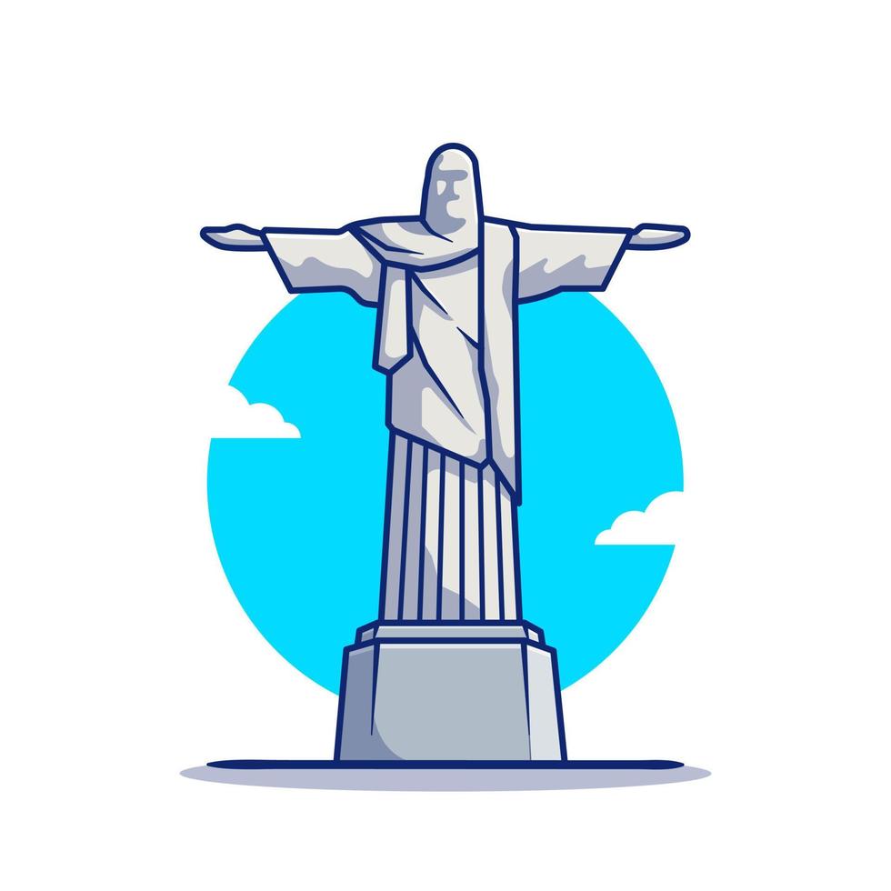 illustration d'icône vectorielle de dessin animé de la statue du christ rédempteur. célèbre bâtiment voyage icône concept isolé vecteur premium. style de dessin animé plat