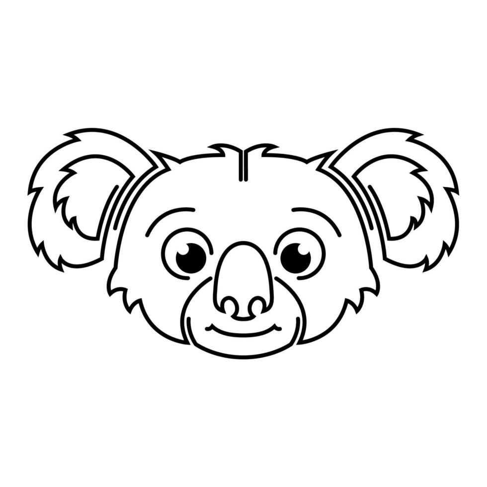 dessin au trait noir et blanc de la tête de koala. bon usage pour le symbole, la mascotte, l'icône, l'avatar, le tatouage, le design de t-shirt, le logo ou tout autre design. vecteur