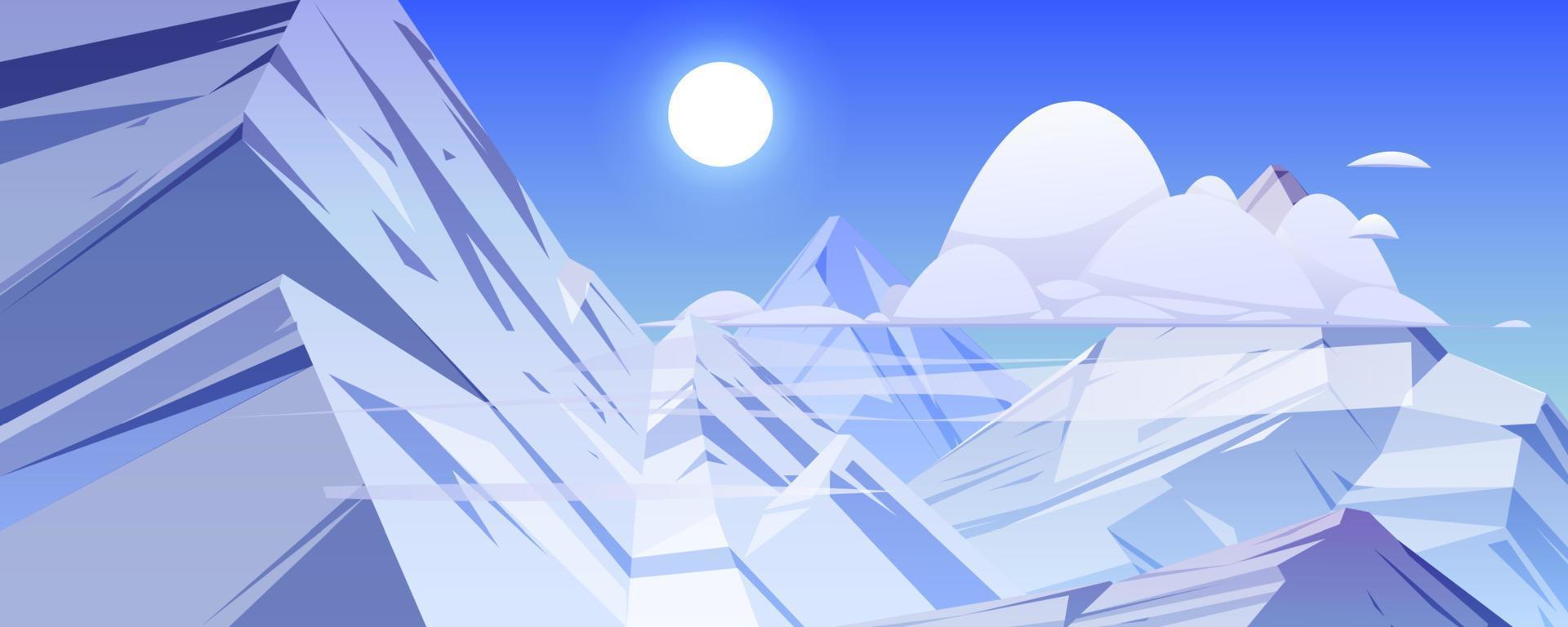 paysage de montagnes avec des rochers et des pics de glace vecteur