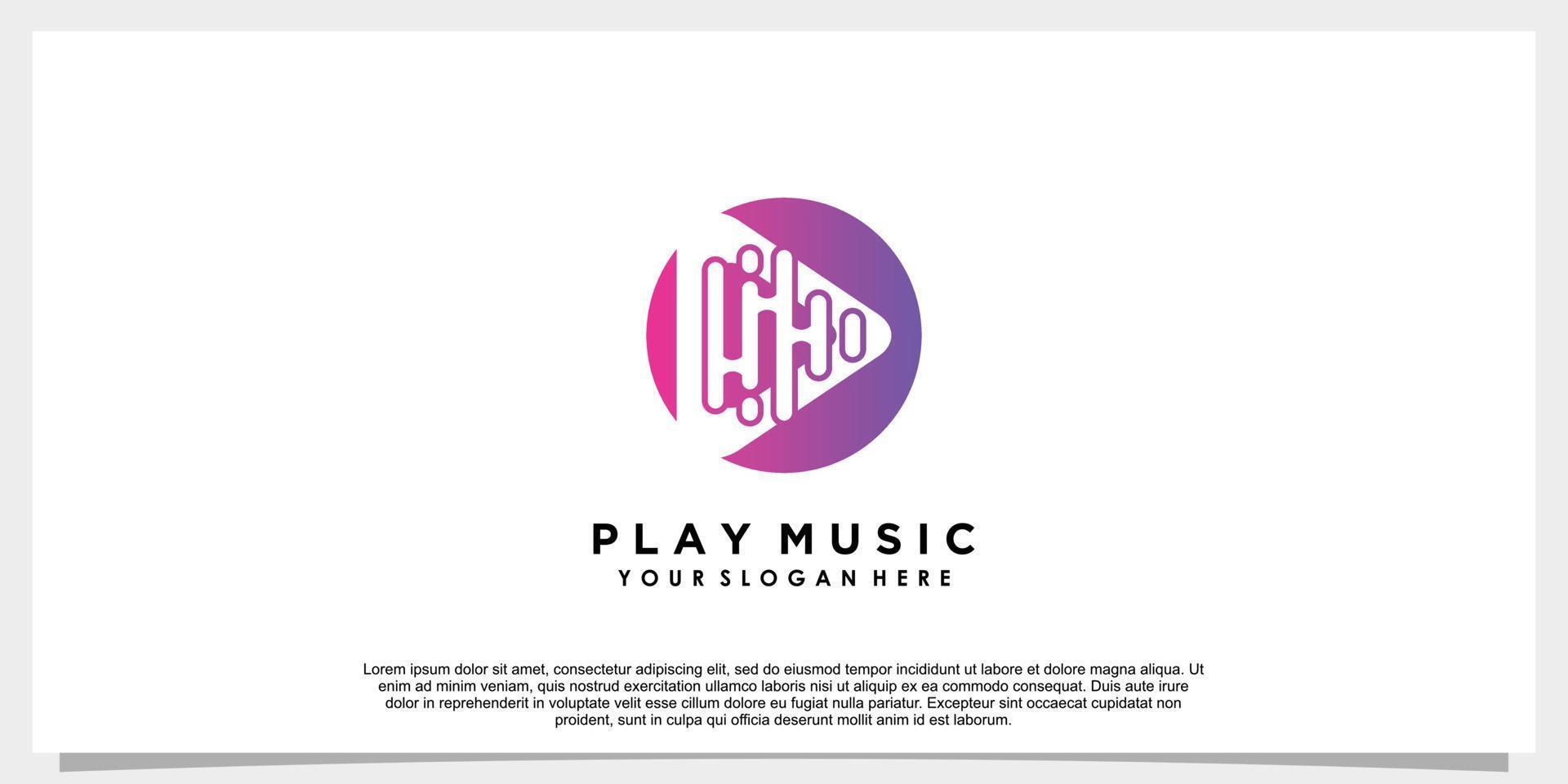 jouer de la musique logo design abstrait avec concept créatif vecteur