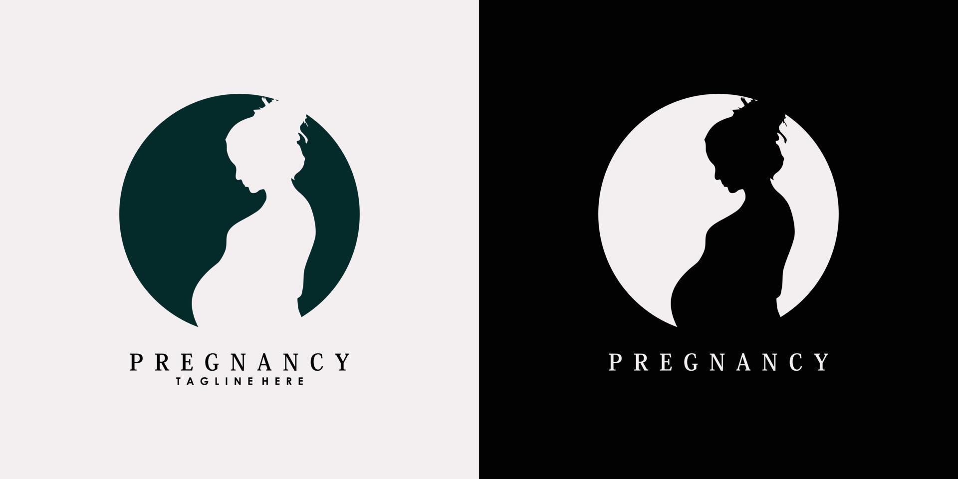 vecteur de conception de logo de grossesse avec style d'art en ligne