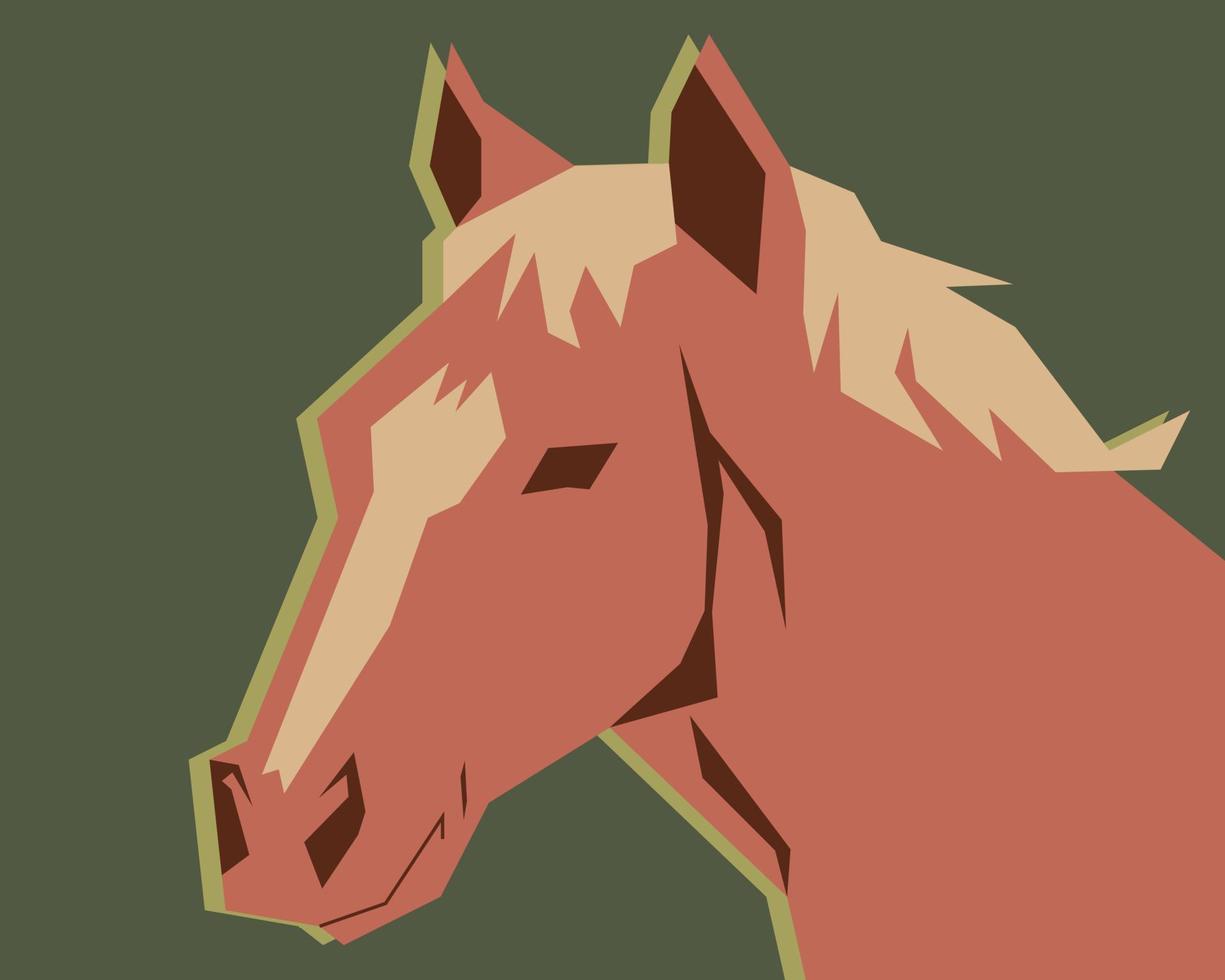 visage de cheval en style cartoon. vue de côté. animalier, équestre. illustration vectorielle plane vecteur