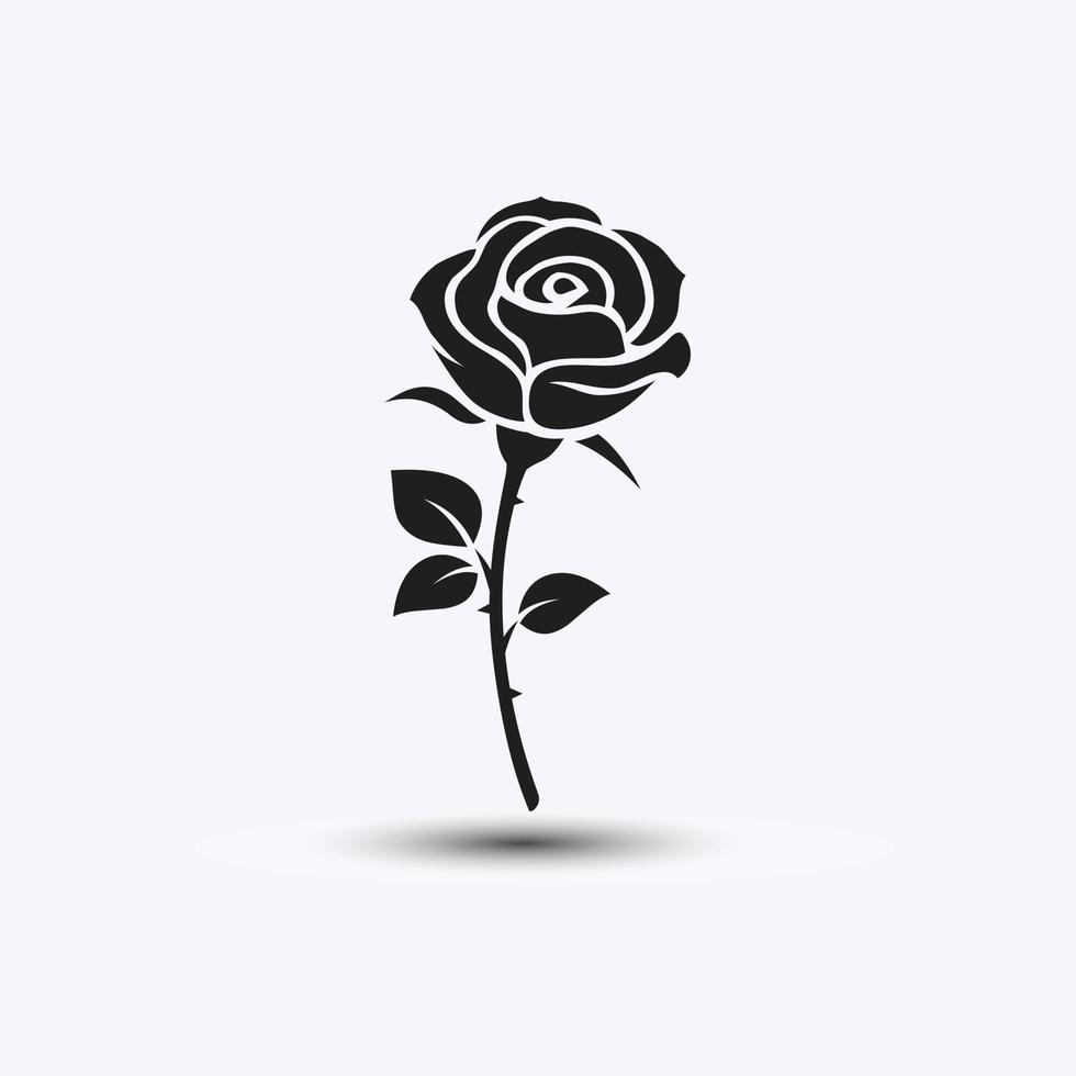 silhouette rose vecteur monochrome icône symbole isolé