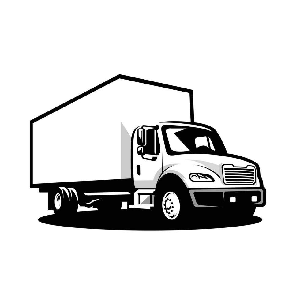 silhouette isolée monochrome de vecteur de camion de déménagement
