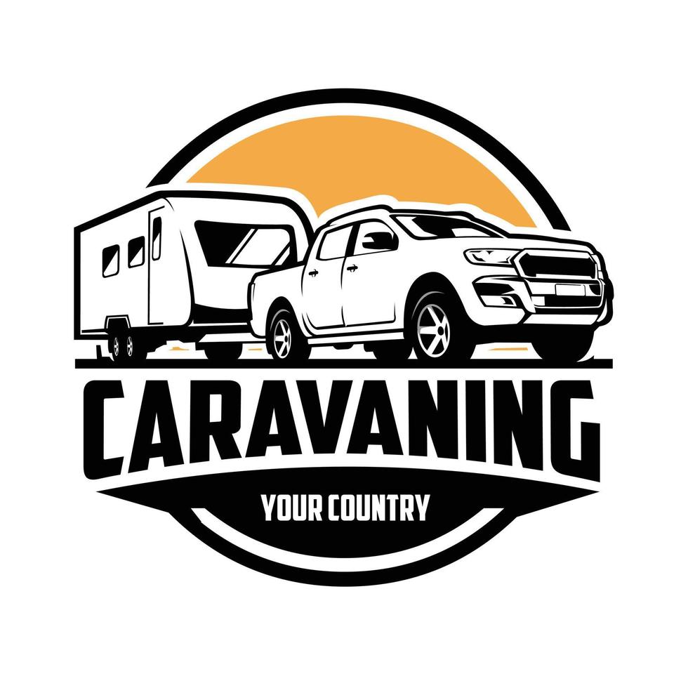 vecteur d'illustration de logo de caravane de remorquage de camion isolé