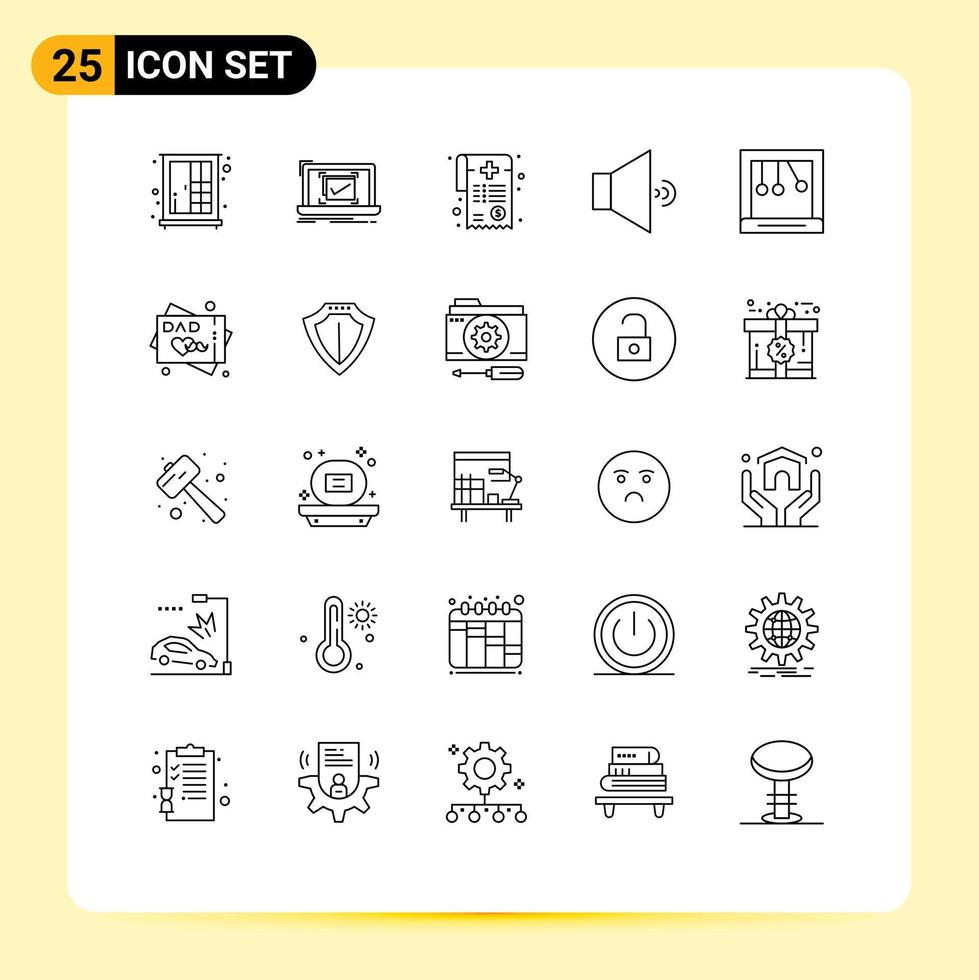 ensemble de pictogrammes de 25 lignes simples de volume de berceau ok documents de haut-parleur éléments de conception vectoriels modifiables vecteur