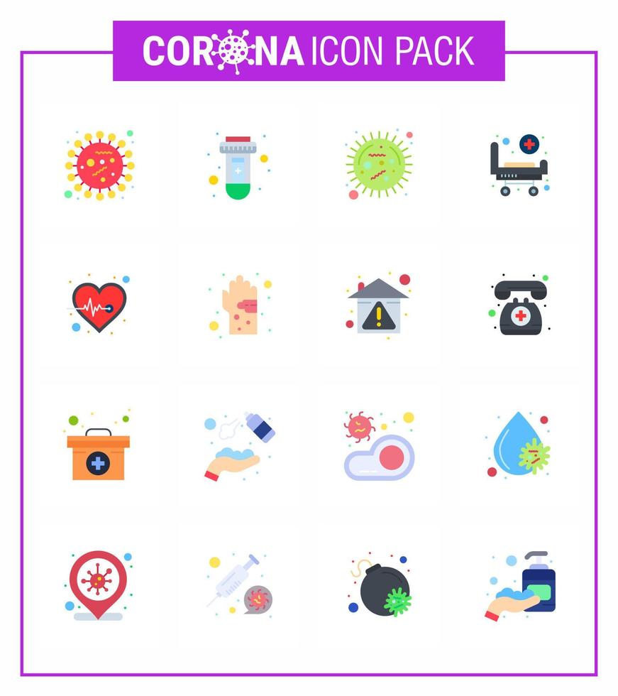 ensemble d'icônes covid19 pour l'infographie 16 pack de couleurs plates telles que les roues lit virus strature épidémie virale coronavirus 2019nov éléments de conception de vecteur de maladie