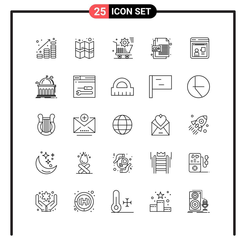 ensemble de 25 icônes de style de ligne pour le web et les symboles de contour mobiles pour les signes d'icône de ligne d'impression isolés sur fond blanc 25 jeu d'icônes fond de vecteur d'icône noire créative