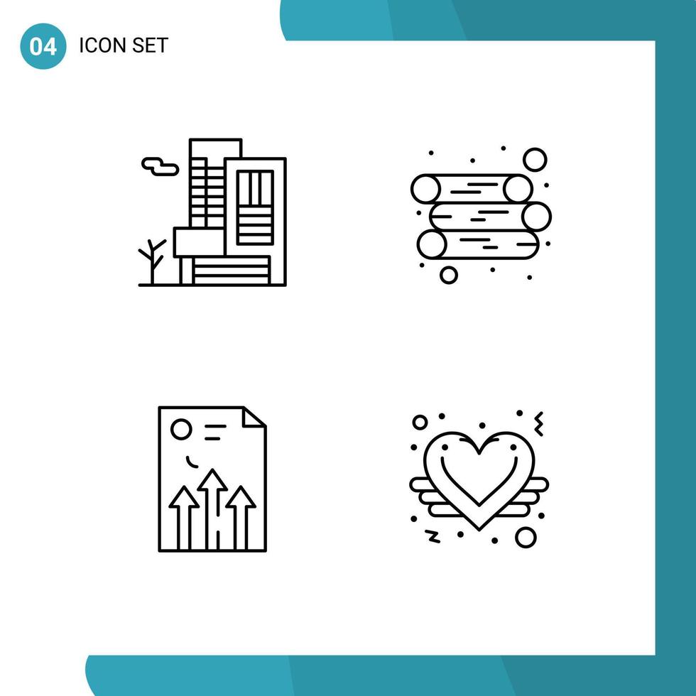 ensemble de 4 symboles d'icônes d'interface utilisateur modernes signes pour le rapport de bois de document de bureau éléments de conception vectoriels modifiables vecteur