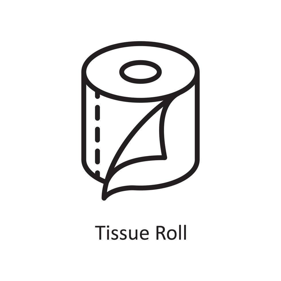 illustration de conception d'icône de contour de vecteur de rouleau de tissu. symbole d'entretien ménager sur fond blanc fichier eps 10