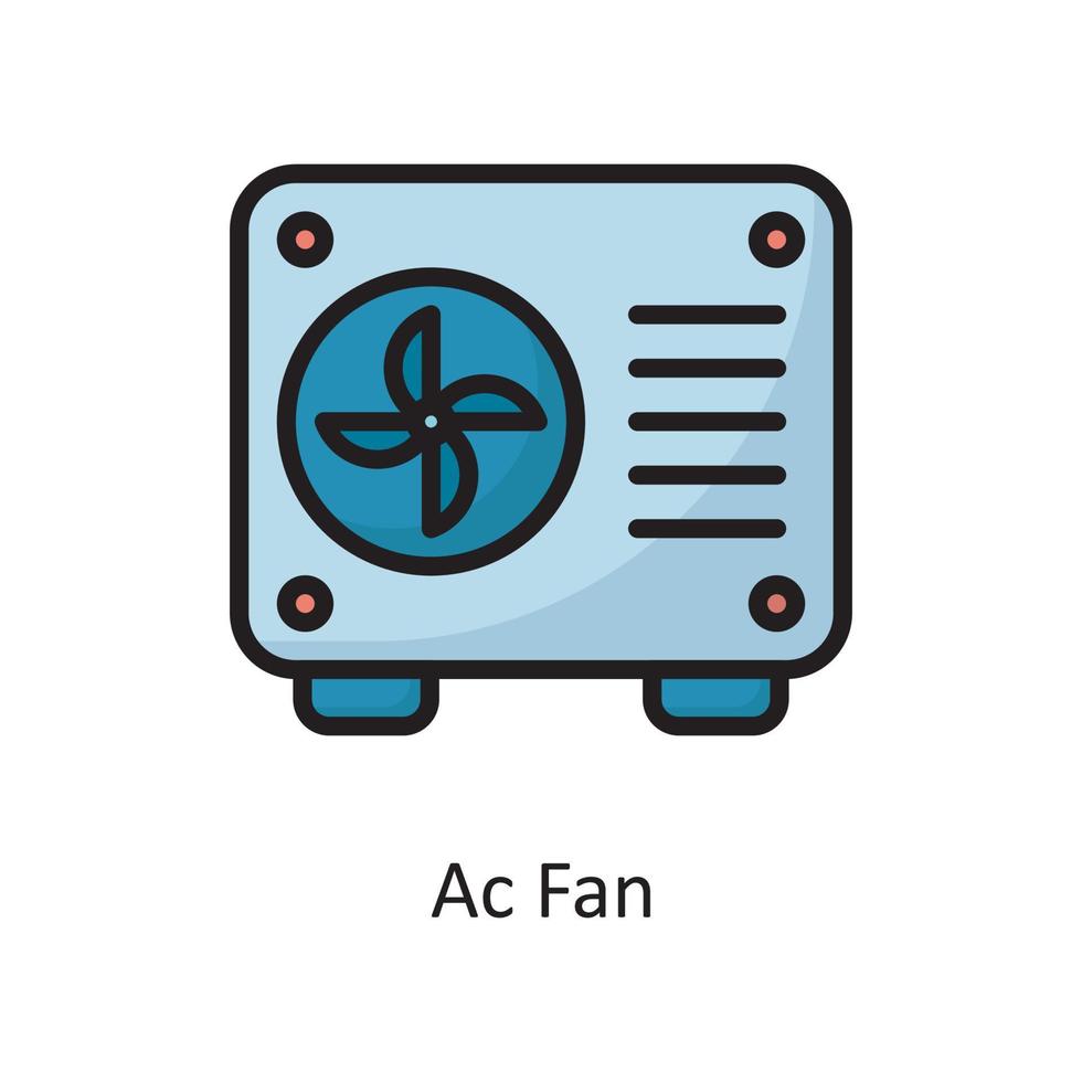 illustration de conception d'icône de contour rempli de vecteur de ventilateur ac. symbole d'entretien ménager sur fond blanc fichier eps 10