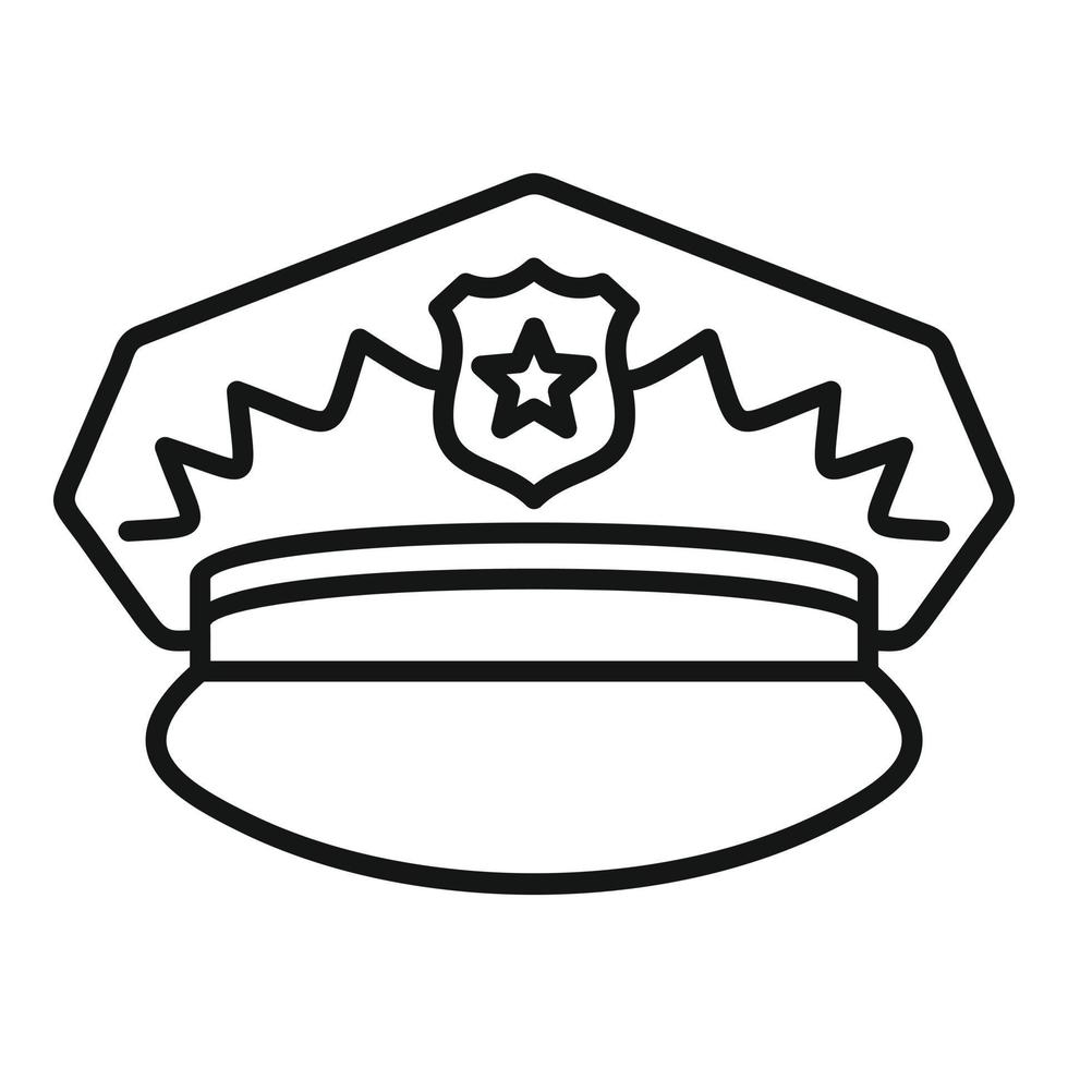 icône de casquette de police, style de contour vecteur