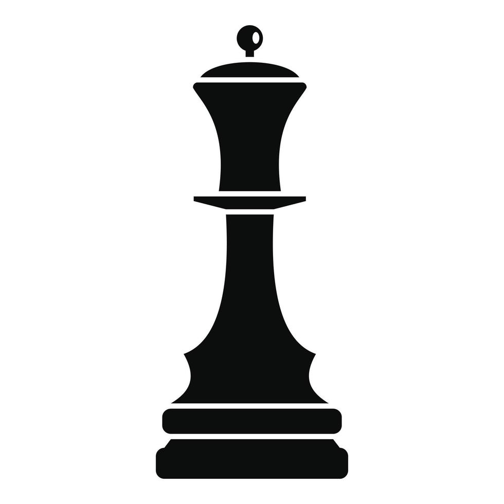 icône d'échecs reine noire, style simple vecteur