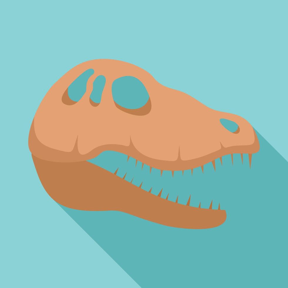 icône de tête de crâne de dinosaure, style plat vecteur